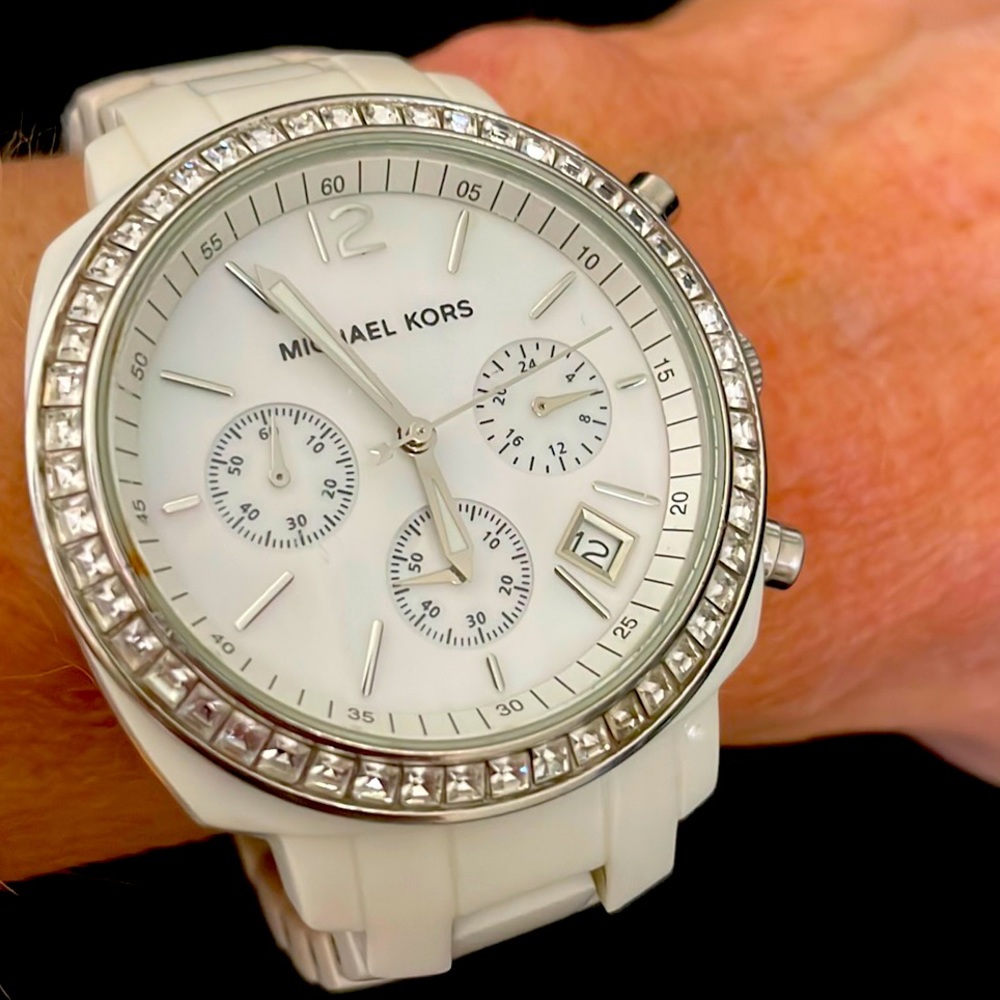 Micheal Kors MK5848 Parker Quartz White Dial Ceramic Bracelet Women's Watch